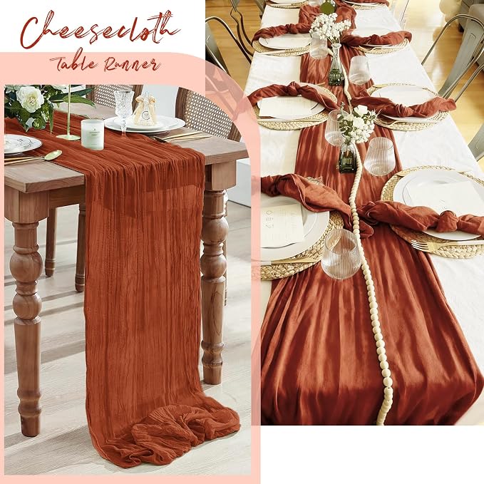 6 Pack Terracotta Cheesecloth Table Runner, 17 x 108 Inch, Gauze Cheese Cloth - Image 7