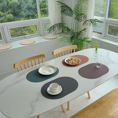 Silicone Placemats Set of 4 - Heat Resistant Washable and Wipeable Non Slip Place Mats, Waterproof Modern Dining Table Mats, Oval 16.9"x11.8"(Harmony)