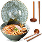 8 Inch Ceramic Ramen Bowl Set of 2, 40oz Japanese Bowls by ArtifexCeram