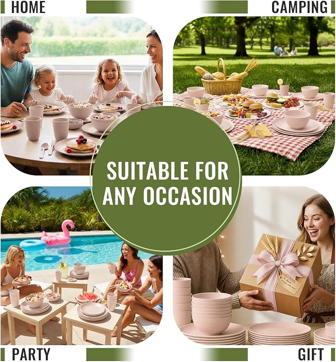 Wheat Straw Dinnerware Sets for 8, 40 Piece Unbreakable Dinnerware Set - Image 8