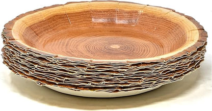 Gift Boutique 50 Rustic Wood Grain Dessert Paper Plate 7" Disposable Brown Wooden Slice Plate for Camping Hunting Lumberjack Birthday Party Supplies