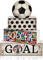 Moucuny 4 Pcs Soccer Table Decor Wooden Sport Tiered Tray Decor National Flags by Moucuny