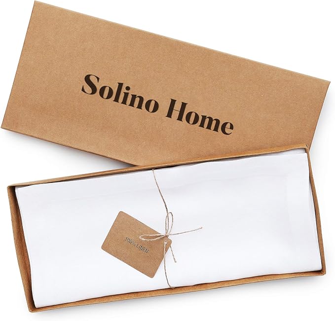 Solino Home 100% Linen Dining Table Runner White Woven, Fete 14 x 48 in | Table - Image 7