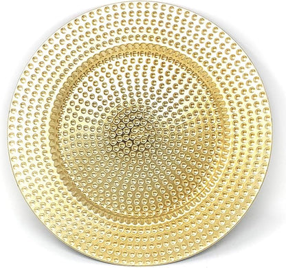 allgala 13-Inch 48-Pack Case Lot Heavy Quality Round Charger Plates-Hammered Gold-HD80371
