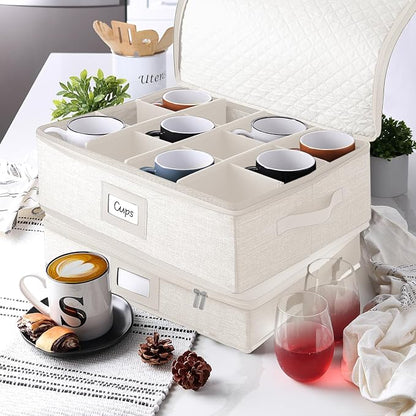 Hearth & Harbor Coffee Mug Storage, Quilted and Stackable Coffee Cup Storage - Image 7