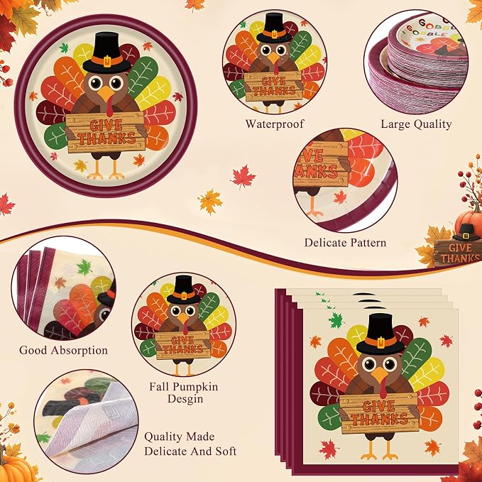 Pickmesh 250 Pcs Turkey Thanksgiving Party Decorations Autumn Harvest Paper - Image 3