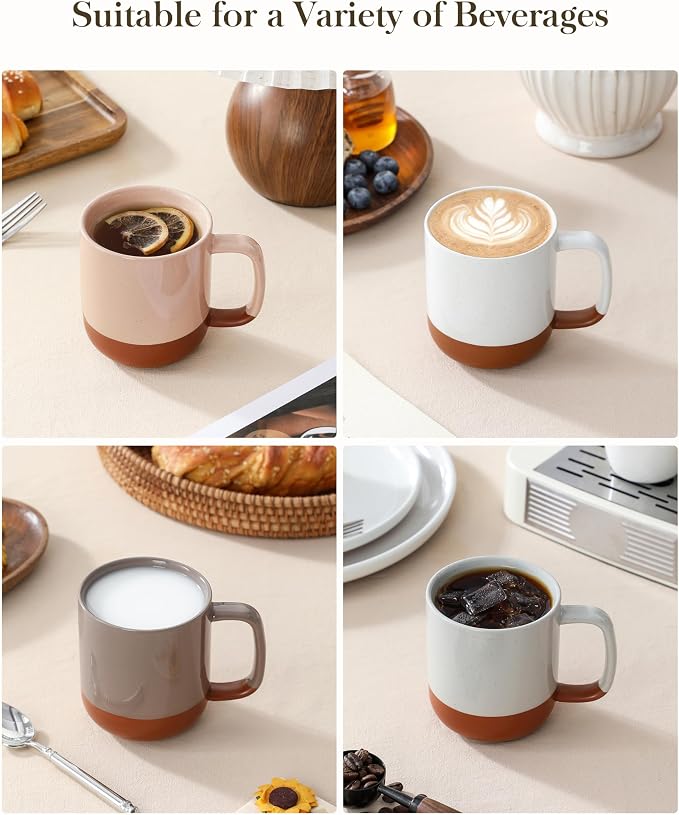 MALACASA Ceramic Coffee Mugs Set of 4, 11oz Coffee Cups, Modern Farmhouse Mugs - Image 5