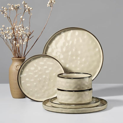 HaWare Dinnerware Sets, 6-Piece Plates and Bowls Set, Stoneware Dish Set by HaWare
