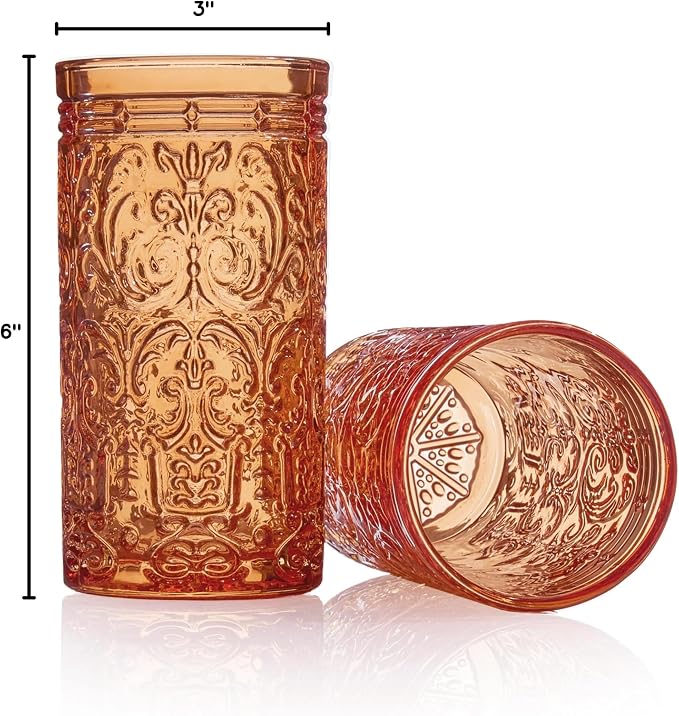 Godinger Jax Highball Beverage Glass Cup Orange Spice – Set of 4 - Image 5