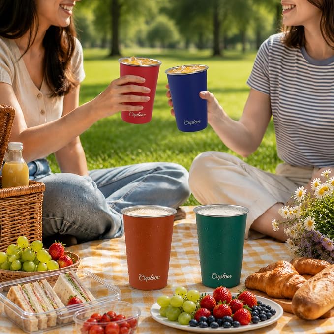 16 oz Stainless Steel Cups, Metal Drinking Glasses - Image 9