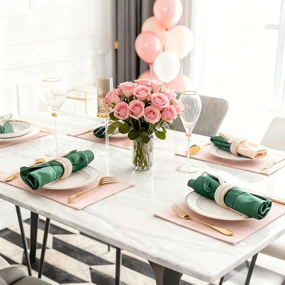 Home Brilliant Valentines Placemats Set of 4 Heat Resistant Dining Table Place Mats for Kitchen Table Party Dinner Decorations, 13 x 19 inches, Apricot Pink