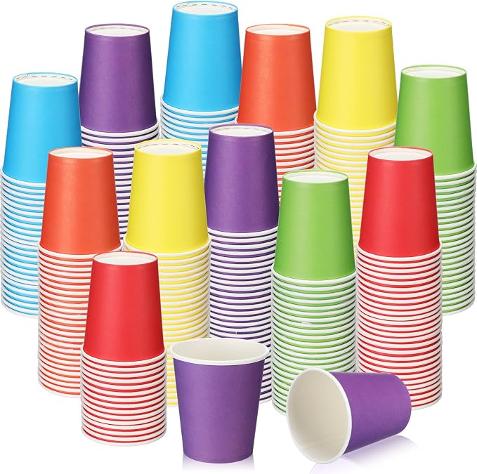 Mimorou 300 Pack 8 oz Disposable Paper Cups, 6 Colors Double PE Coated Coffee by Mimorou