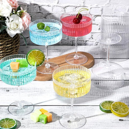 Jingmore 24 Pcs Ribbed Martini Glasses 10 oz Disposable Plastic Vintage Ribbed - Image 7