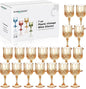 XUWAIDSGN 24 Pcs 7oz Plastic Vintage Wine Glasses Drinking Glasses Unbreakable Wedding Glassware Crystal Water Goblets Reusable Drinkware Vintage Champagne Flutes (24, Amber)