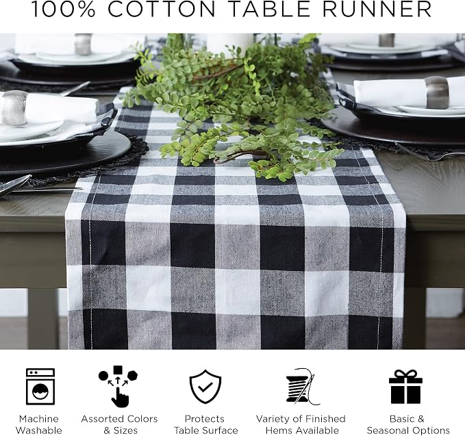 DII Woven Basics Collection 100% Cotton Knit Table Runner, Tango Red - Image 7