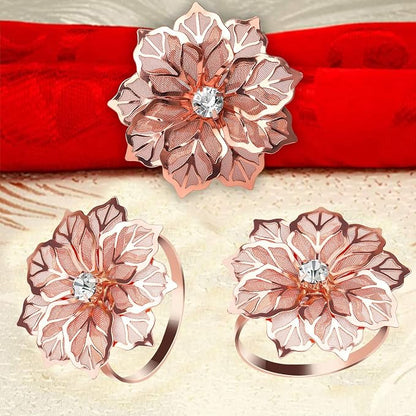 KPOSIYA Hollow Out Flower Napkin Ring Holder Metal Napkin Rings Set of 20 - Image 6