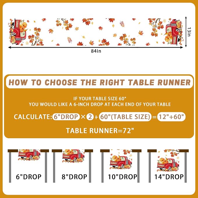 Bonsai Tree Fall Runner for Table 84, Fall Table Runner for Kitchen, Dining | - Image 2