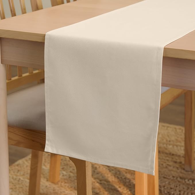 Encasa XO Table Runner, Cotton Canvas Dining Runner 13"x59" | Natural, 180 GSM by EncasaXO