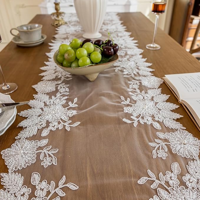 Embroidered Lace Table Runner - Image 5