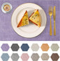 Faux Leather Placemats Set of 8 Washable PU Table mats for Kitchen Table - Heat Resistant, Waterproof, Easy Clean, Anti Slip 11.8" x 17" (Purple-8 Pack)