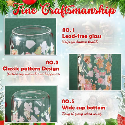 Sliner 2 Pcs Gingerbread Glass Cups Summer Christmas Tumbler - Image 5