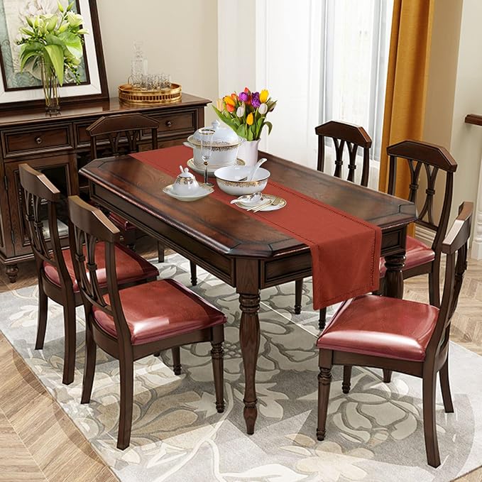 Grelucgo Handcrafted Solid Cinnamon Color Dining Table Runner - Image 6