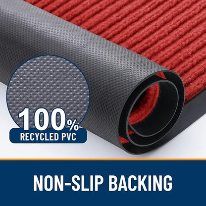 OLANLY Front Door Mat Indoor Outdoor Entrance, Waterproof Heavy Duty Doormat, Fade Resistant, Low Profile, Easy Clean Patio Porch Welcome Floor Mats for Entry, 47x23, Red