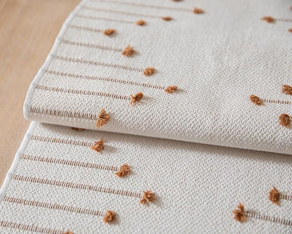 Boho Table Runner 13 x 48 Inch Long Natural Cotton Woven Runner - Image 5