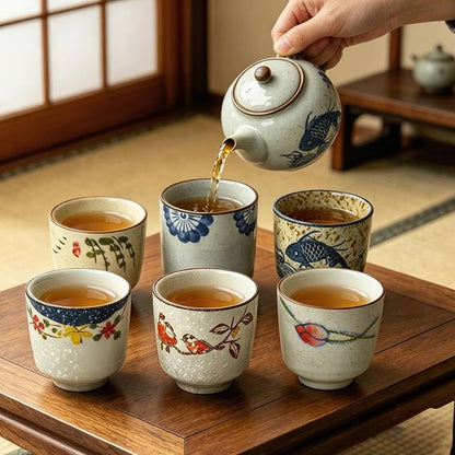 6 Pcs Japanese Tea Cups, 1 Large and 5 Small Ceramic Coffee Cups - Image 4