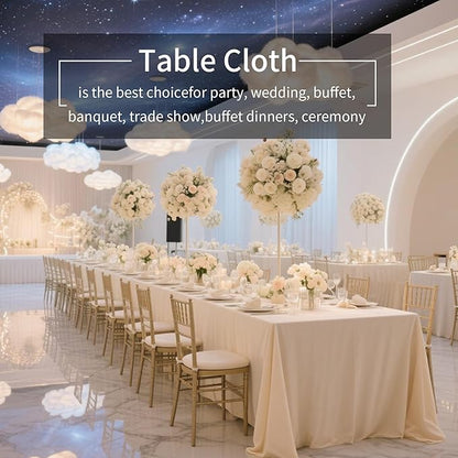 BIGTONE 12 Pack Ivory Rectangle Tablecloth 60 x 102 Inch, Cross Ribbon Packing Reusable Table Clothes for 6 Foot Tables, Wrinkle Resistant Polyester Fabric Table Cover for Wedding, Party, Banquet
