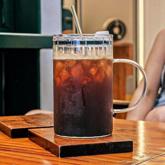 20oz Glass Tumblers with Lids and Straws - Image 8