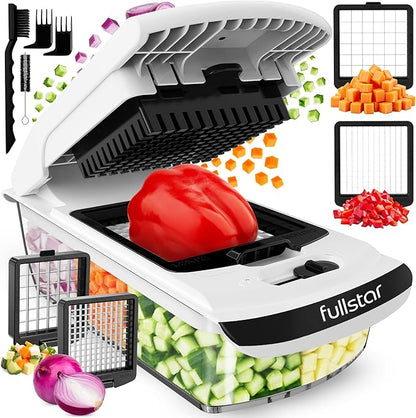 Fullstar The Original Pro Chopper - Vegetable Chopper and Spiralizer, Food Chopper with Container, Fruit Slicer, Kitchen Gadgets & Gifts, Home Essentials (2 in 1, White)