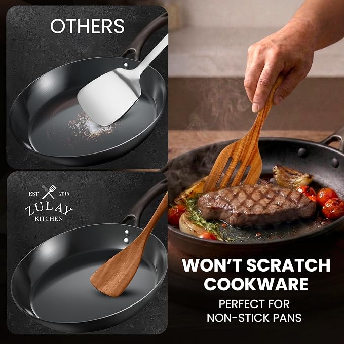 Zulay Kitchen Extra-Large 5-Piece Wooden Spoon Set - Image 8