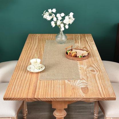 NEWISHER Farmhouse Rustic Faux Linen Solid Flaxen Table Runner 13x36inch | - Image 3