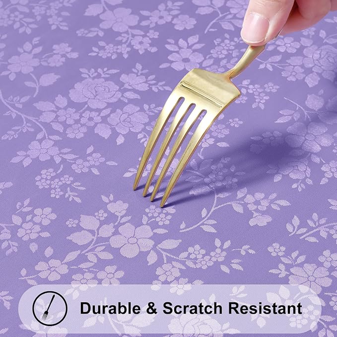 Smiry Round Table Cloth, Waterproof Heavy Duty Vinyl Tablecloths, Wipeable Washable Table Cover for Kitchen and Dining Room (Purple, 60" Round)