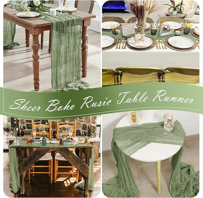 30 Pack Sage Green Cheesecloth Table Runner 17 x 108 inch Cheese Cloth Table - Image 7