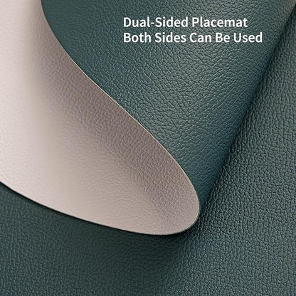 Myir JUN 15 Inches Round Placemats Set of 4 Faux Leather Place Mats | - Image 3
