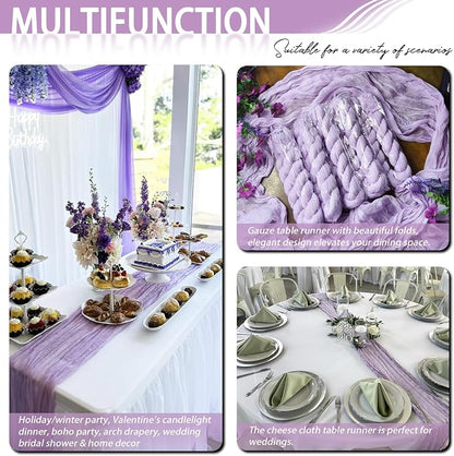 8 Pack Lavender Cheesecloth Table Runner 17x108 inch Boho Gauze Cheese Cloth - Image 7
