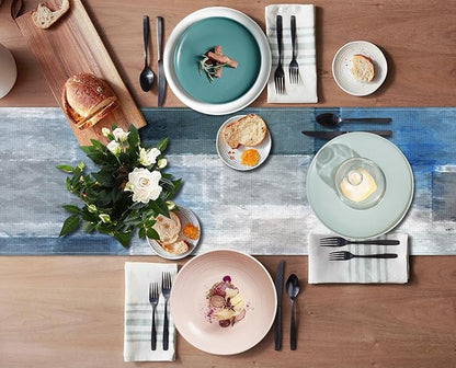 Emvency Table Runner, 13x72 Inch, Geometric Abstract Blue | Grey Modern Dining - Image 4