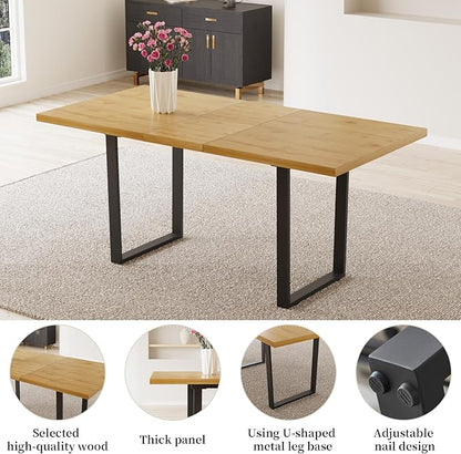 ZckyCine 51"-67" Modern Extendable Dining Table Set for 6 with 6 Padded Chairs, Wood Kitchen & Dining Room Table Set, Space-Saving Home Furniture for Small Families