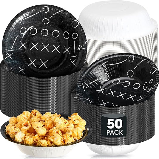 50 Pcs 16oz Football Paper Bowls - Football Party Snack Bowls Supplies for Game Day Hot Cold Soup Salad Dessert Home Cereal Holiday Decoration