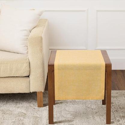 Solino Home 100% Pure Linen Table Runner Mustard Woven, Athena 14 x 36 in | by SolinoHome