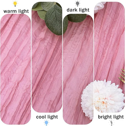 12 Pack Dusty Rose Cheesecloth Table Runner Rustic Gauze 22x120 inch Long Table Runner for Wedding Bridal Shower Birthday Party Banquet Boho Decoration(#32)