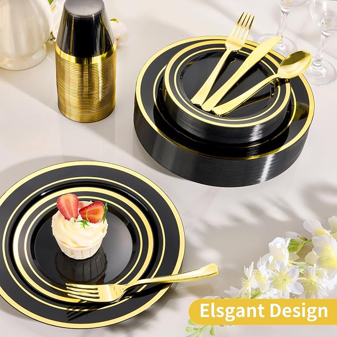 600 Pieces Black Plates for 100 Guests | Include: Dinnerware Set of 100 Dinner - Image 4