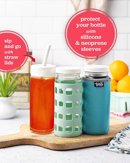 16oz Glass Juice Bottles with Lids, 6 Pack, Wide Mouth Reusable | Large Mouth - Image 9