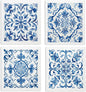 Swedish Dishcloths for Kitchen, Vintage Blue Floral Swedish DishCloths, Papaya Reusable Paper Towels Washable, 4 Pcs Dish Towels for Kitchen Party Home Housewarming Cleaning Cloths