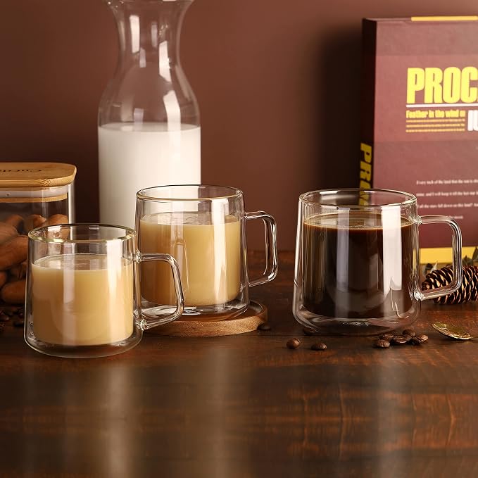 CNGLASS Double Walled Glass Coffee Mugs, 15oz Insulated Glass Mugs - Image 7