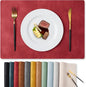 MOSAYT Vinyl Placemats Set of 12-12 X 17 Inch - Faux Leather 100% Waterproof Oil-Proof Wipeable PU Place Mats, Heat Resistant Reversible Table Mats for Kitchen, Dining, Outdoor (Red)