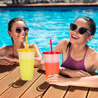 Color Changing Cups, 5 Pack 24oz Plastic Tumblers, Reusable Iced Coffee & - Image 4