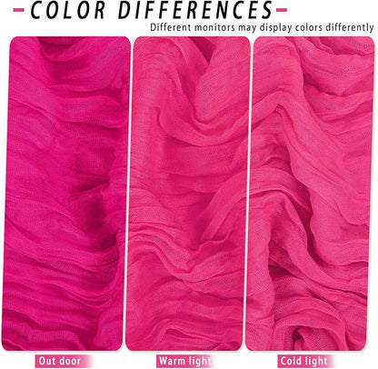 8 Pack Hot Pink Cheesecloth Table Runner 17x108 inch Rustic Gauze Table Runner - Image 5